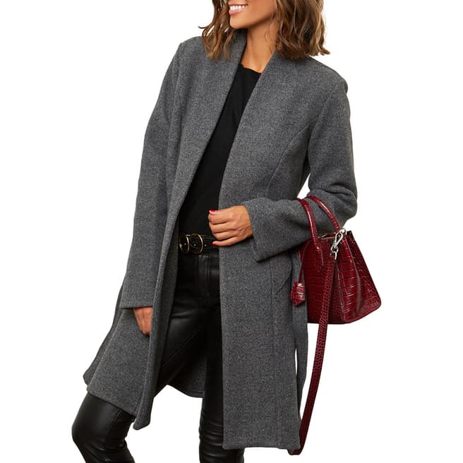 Comptoir du Manteau Grey Wool Blend Straight Coat 