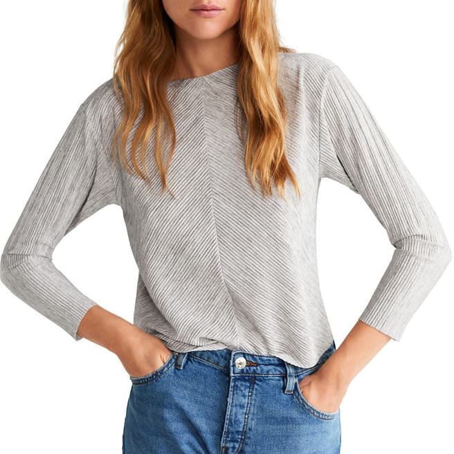 Mango Silver Pleated Top