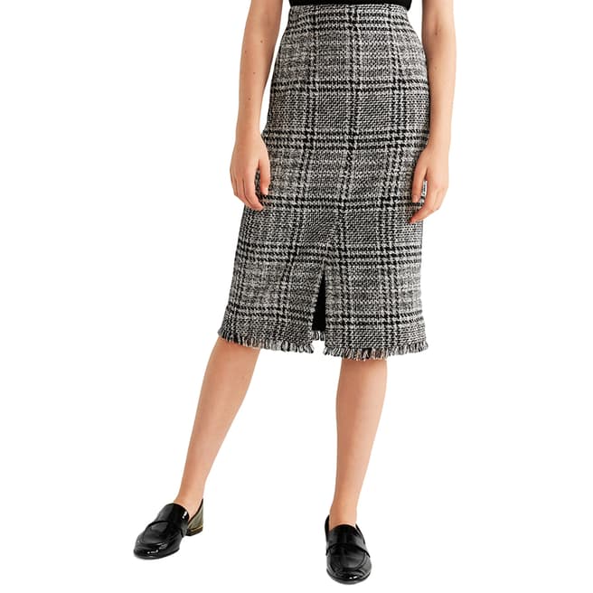 Mango Black Tweed Midi Skirt