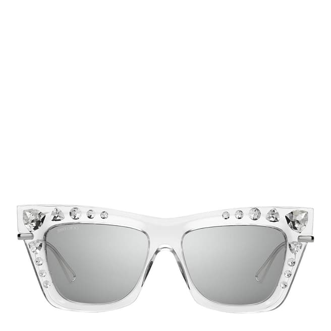 Jimmy Choo Women's Crystal Silver/Silver Mirror Jimmy Choo Sunglasses 55mm
