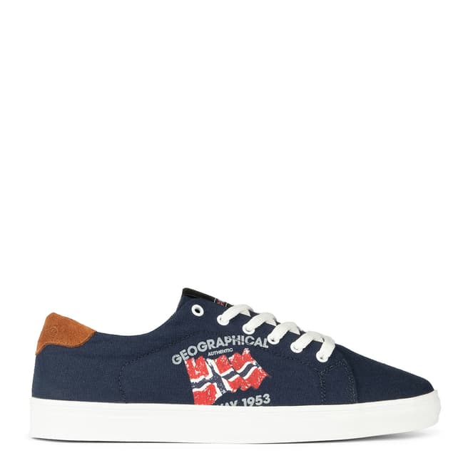 Geographical Norway Navy Canvas Tennis Style Sneakers