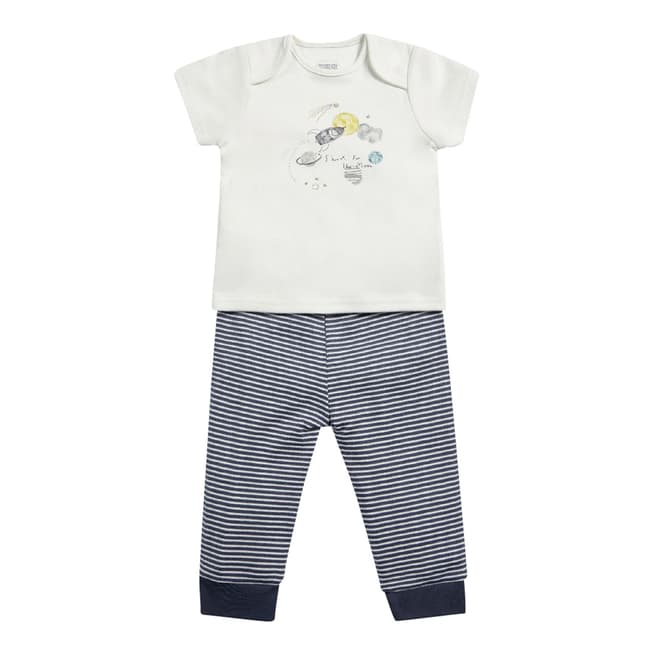 Mamas & Papas White/Navy Woven Space Pyjama Set