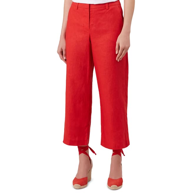 Hobbs London Red Nicole Cropped Linen Trousers