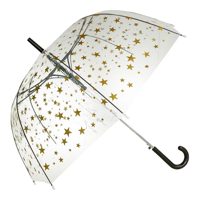 Blooms of London Transparent / Gold Star Birdcage Umbrella 