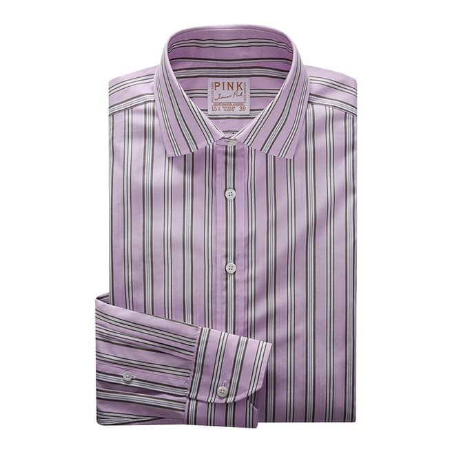 Thomas Pink Purple Supraluxe Stripe Tailored Fit Shirt