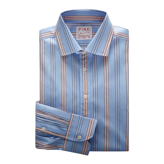 Thomas Pink Blue/Beige Piumino Tailored Fit Shirt