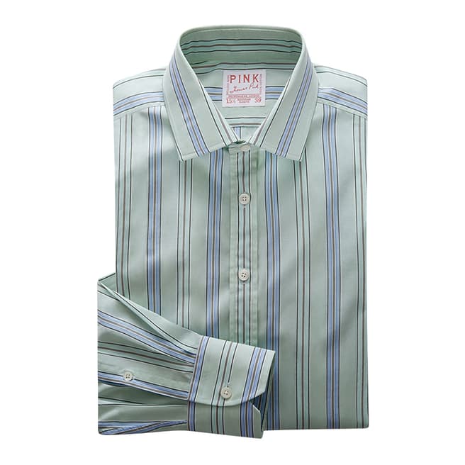 Thomas Pink Green/Blue Piumino Tailored Fit Shirt