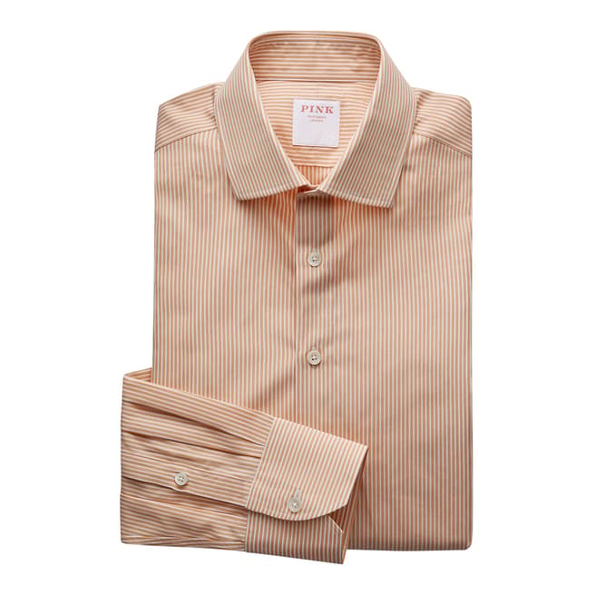 Thomas Pink Orange Argento Stripe Classic Fit Shirt