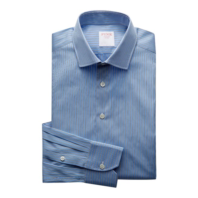 Thomas Pink Blue Regent Stripe Tailored Fit Shirt