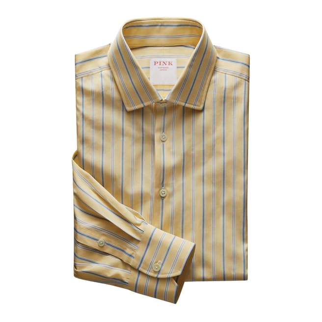 Thomas Pink Yellow Argento Stripe Classic Fit Shirt