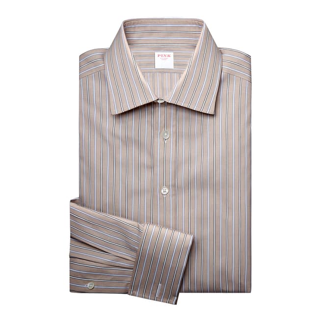 Thomas Pink Beige Downing Tailored Fit Shirt