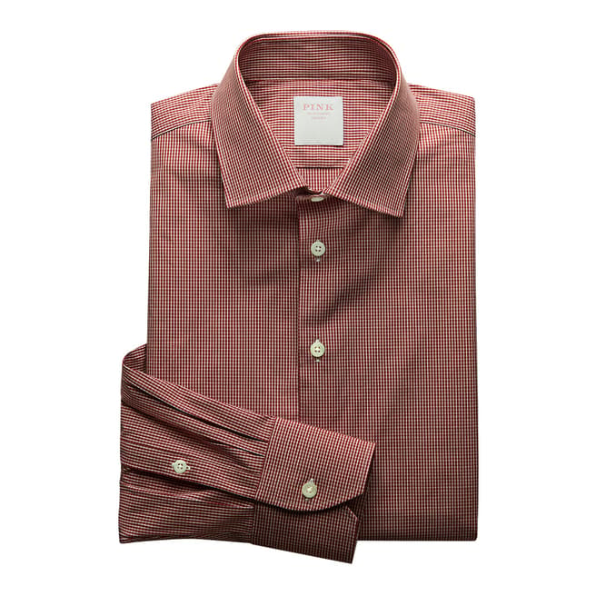 Thomas Pink Red Athletic Check Stretch Shirt