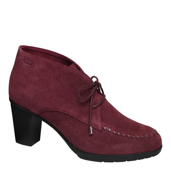 Scholl Burgundy Suede Issenia Ankle Boots