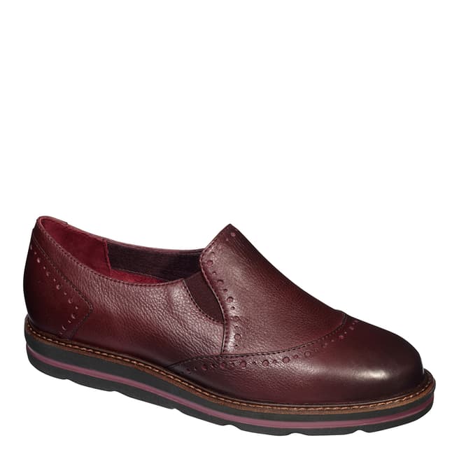 Scholl Burgundy Leather Salandra Brogue Shoe