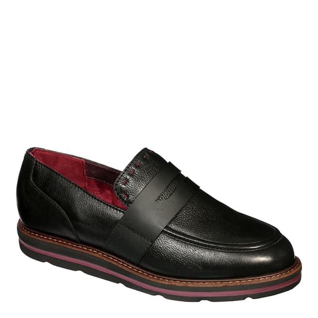 Scholl Black Leather Syris Moccasin