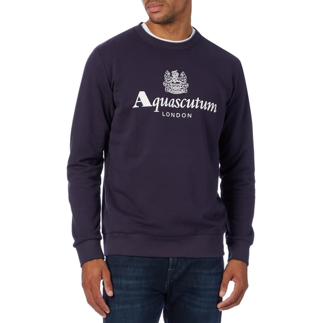 Aquascutum Navy London Logo Sweatshirt
