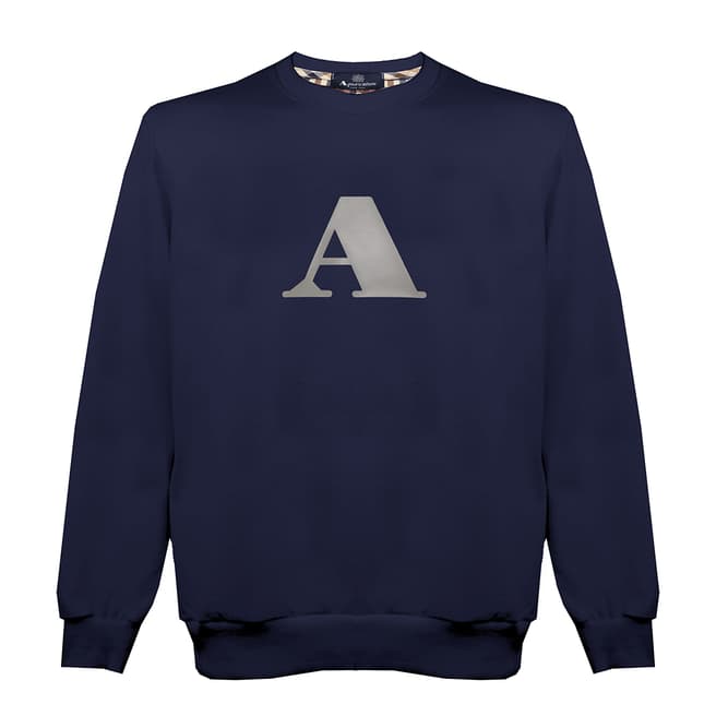 Aquascutum Navy A Crew Sweatshirt