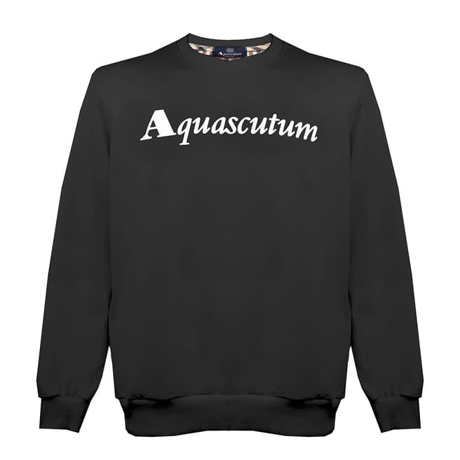 Aquascutum Black Logo Crew Sweatshirt