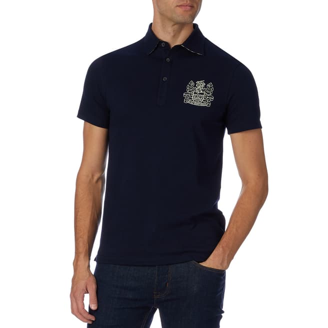 Aquascutum Navy Crest Polo Shirt