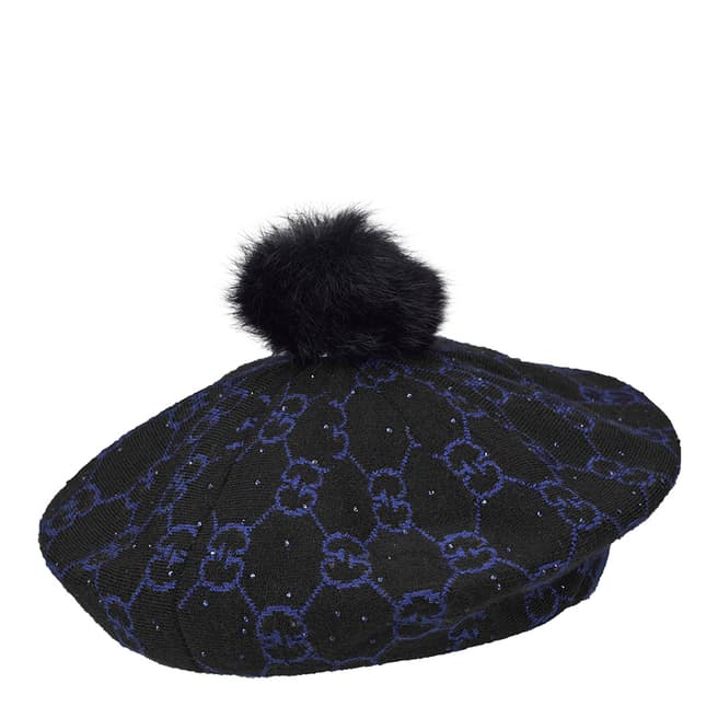GOLFINO Black Blue Pompom Jacquard Hat