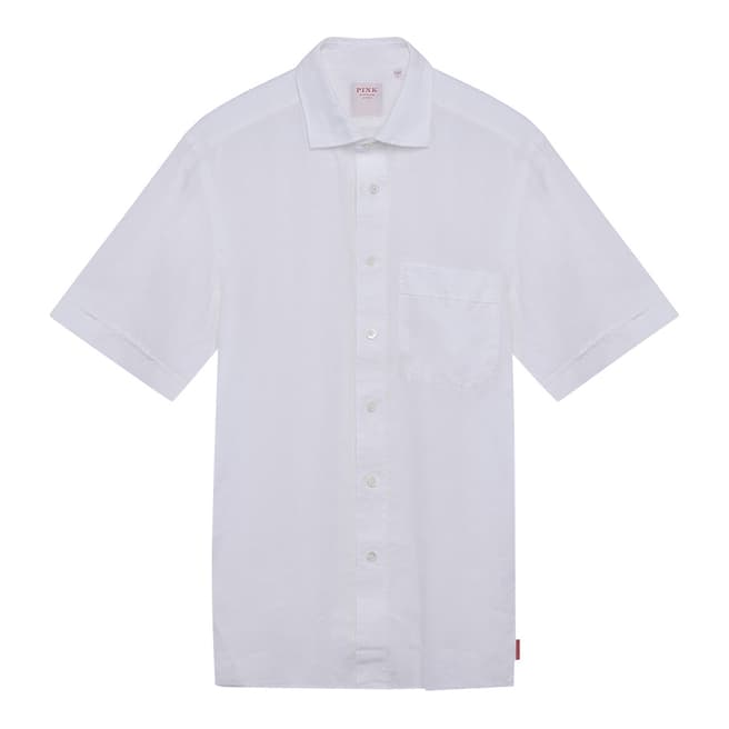 Thomas Pink White Dunluce Relaxed Fit Linen Shirt