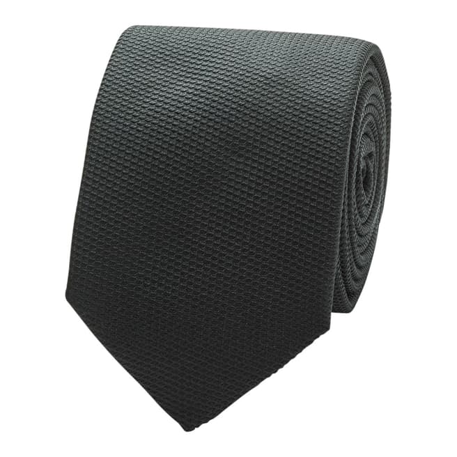 Thomas Pink Black Plain Texture Slim Silk Tie