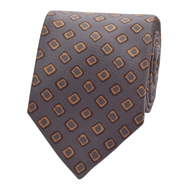 Thomas Pink Grey Brown Irregular Square Tie