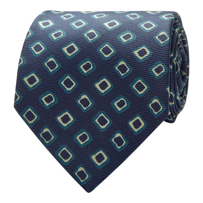 Thomas Pink Navy Blue Irregular Square Tie