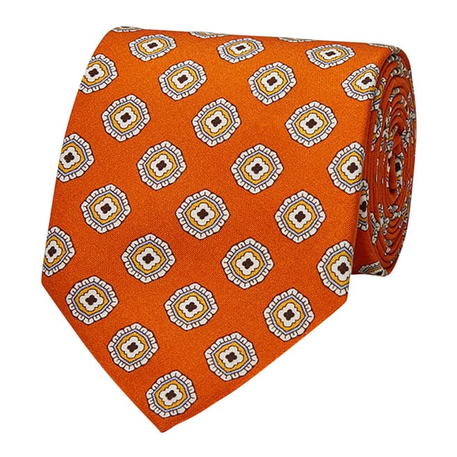 Thomas Pink Orange Octagon Medallion Tie