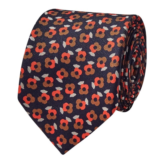 Thomas Pink Navy Flower Printed Tie