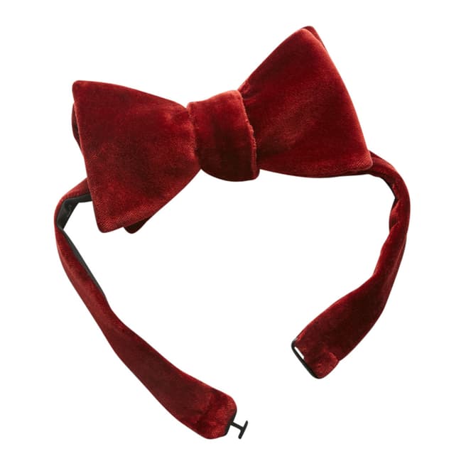 Thomas Pink Red Plain Velvet Bow Tie