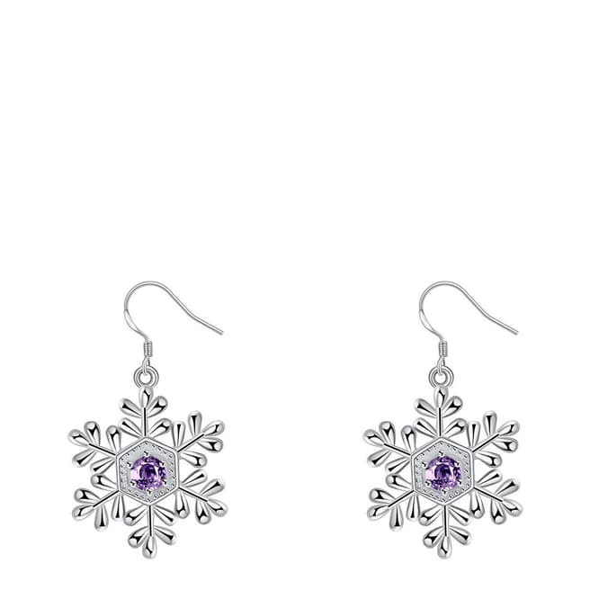 Ma Petite Amie Silver Plated/Purple Snowflake Earrings