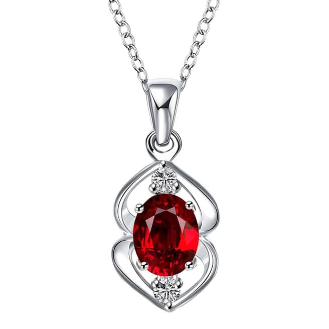 Ma Petite Amie Silver Plated/Red Pendant Necklace