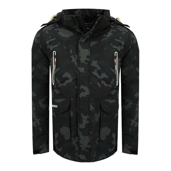 Geographical Norway Black Removeable Hooded Jacket
