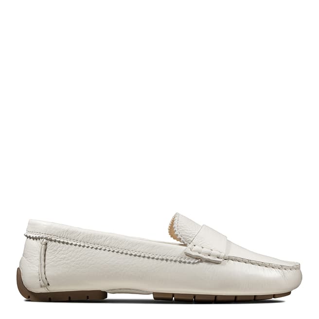 Clarks White Leather C Moccasin Loafers