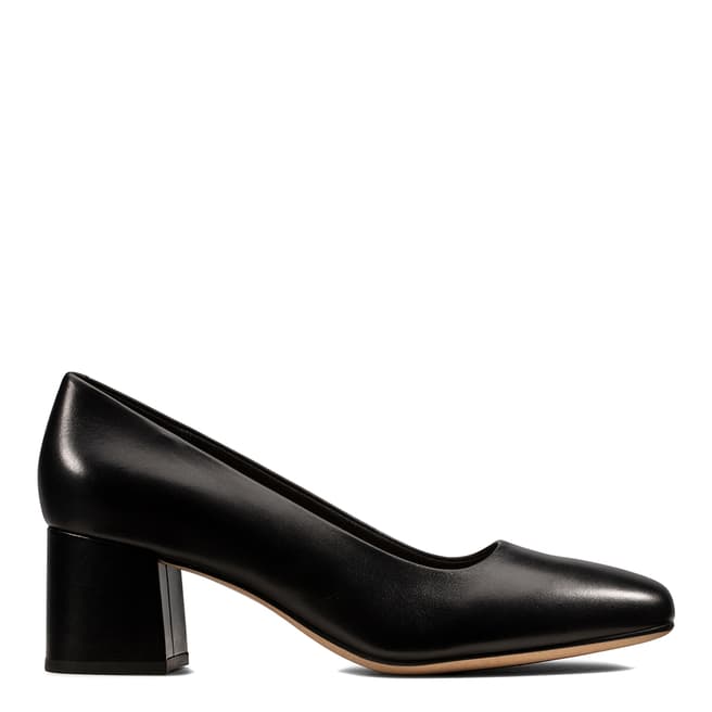 Clarks Black Leather Sheer Rose Court Shoes