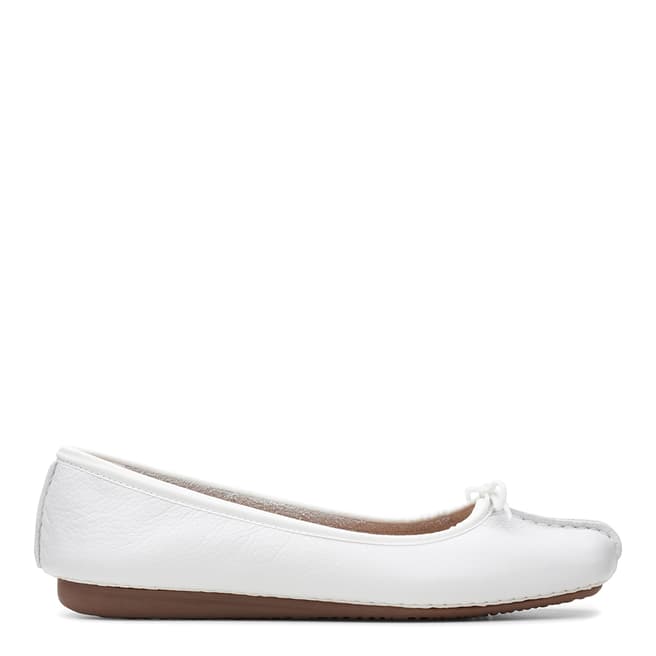 Clarks White Leather Freckle Ice Ballet Pumps