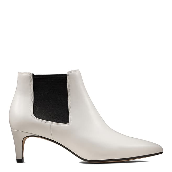 Clarks White Leather Laina 55 Ankle Boots