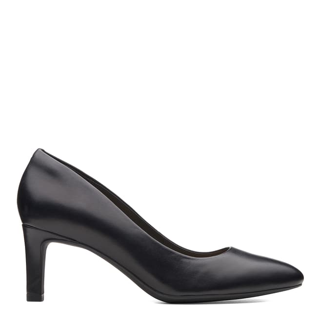 Clarks Black Leather Calla Rose Court Shoes