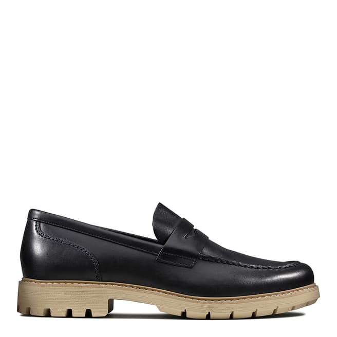 Clarks Navy Leather Batcombe Edge Loafers