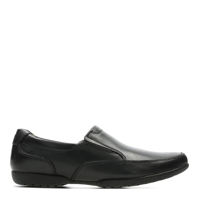 Clarks Black Leather Recline Free Slip On Shoes