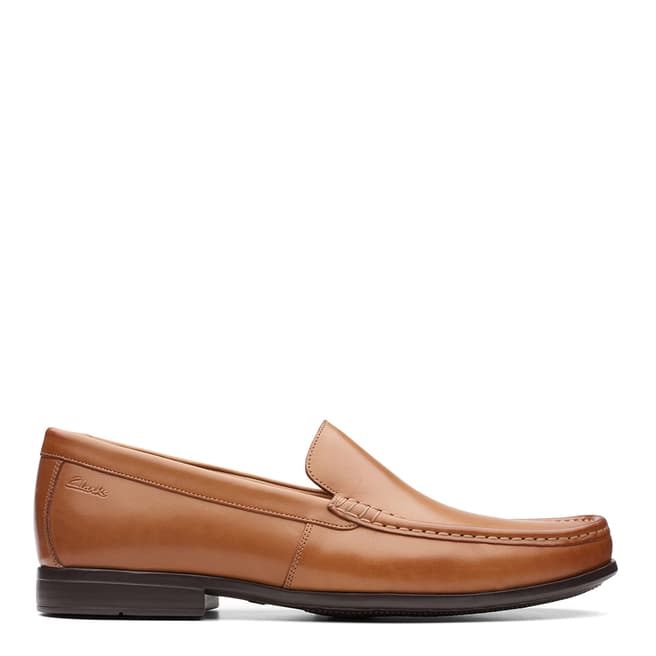 Clarks Tan Leather Claude Plain Loafers