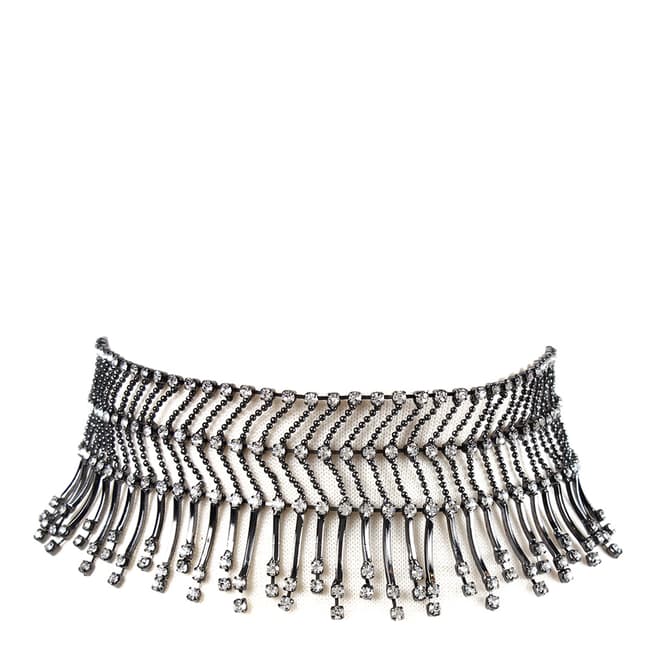 Amrita Singh Gunmetal/Clear Embellished Choker Necklace