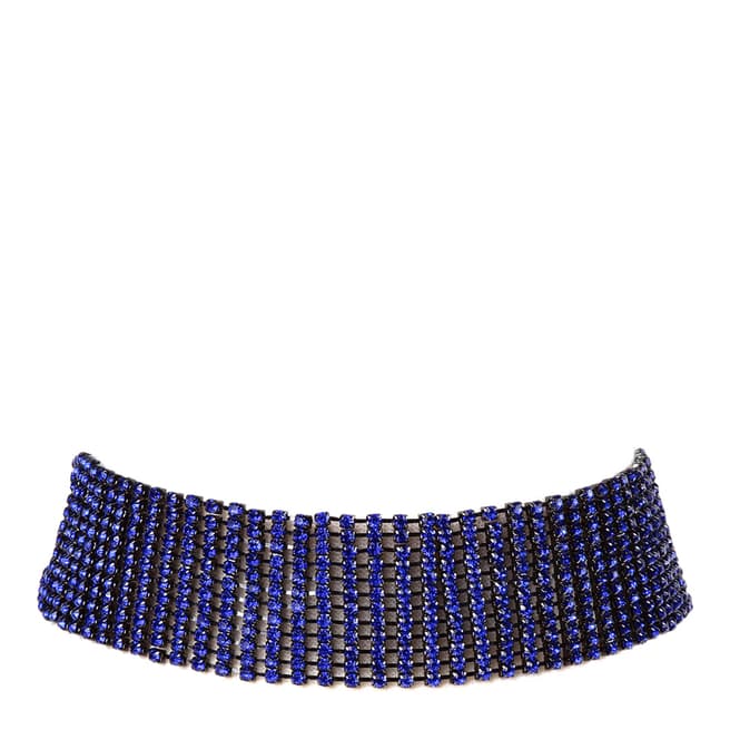 Amrita Singh Blue/Gunmetal Embellished Choker Necklace