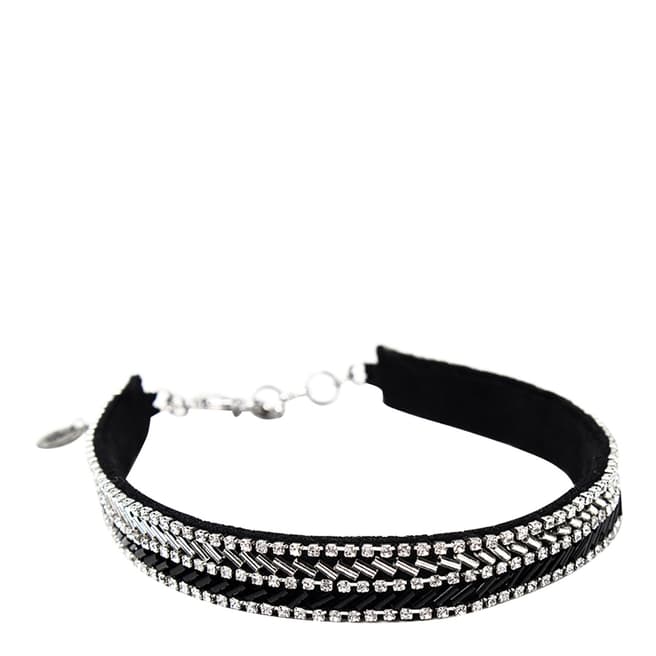 Amrita Singh Black/Clear Embellished Choker Necklace
