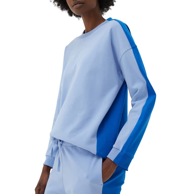 Chinti and Parker Sky Blue Colour Block Cotton Jumper