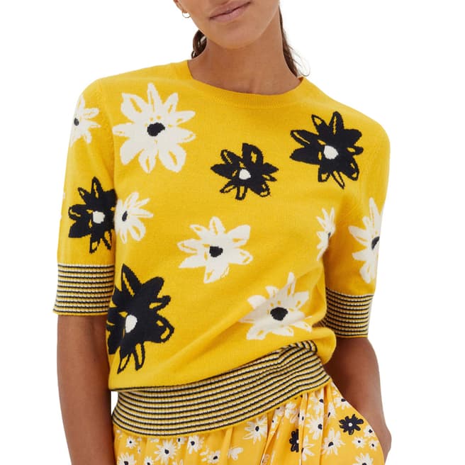 Chinti and Parker Yellow Wool/Cashmere Meadow T-Shirt