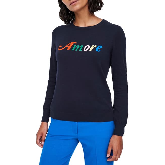 Chinti and Parker Navy/Multi Cotton Amore Jumper