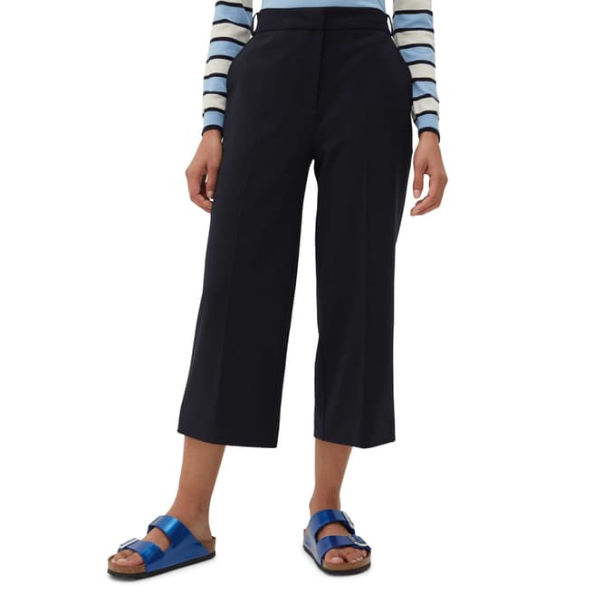 Chinti and Parker Navy Cropped Wool Blend Trouser