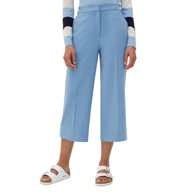 Chinti and Parker Sky Blue Cropped Wool Blend Trousers